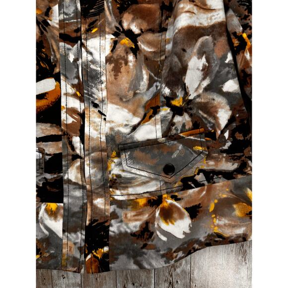 Coldwater Creek Jacket Womens P12 Brown Black Print Full Zip Round Neck Pocket‎ - Picture 5 of 6